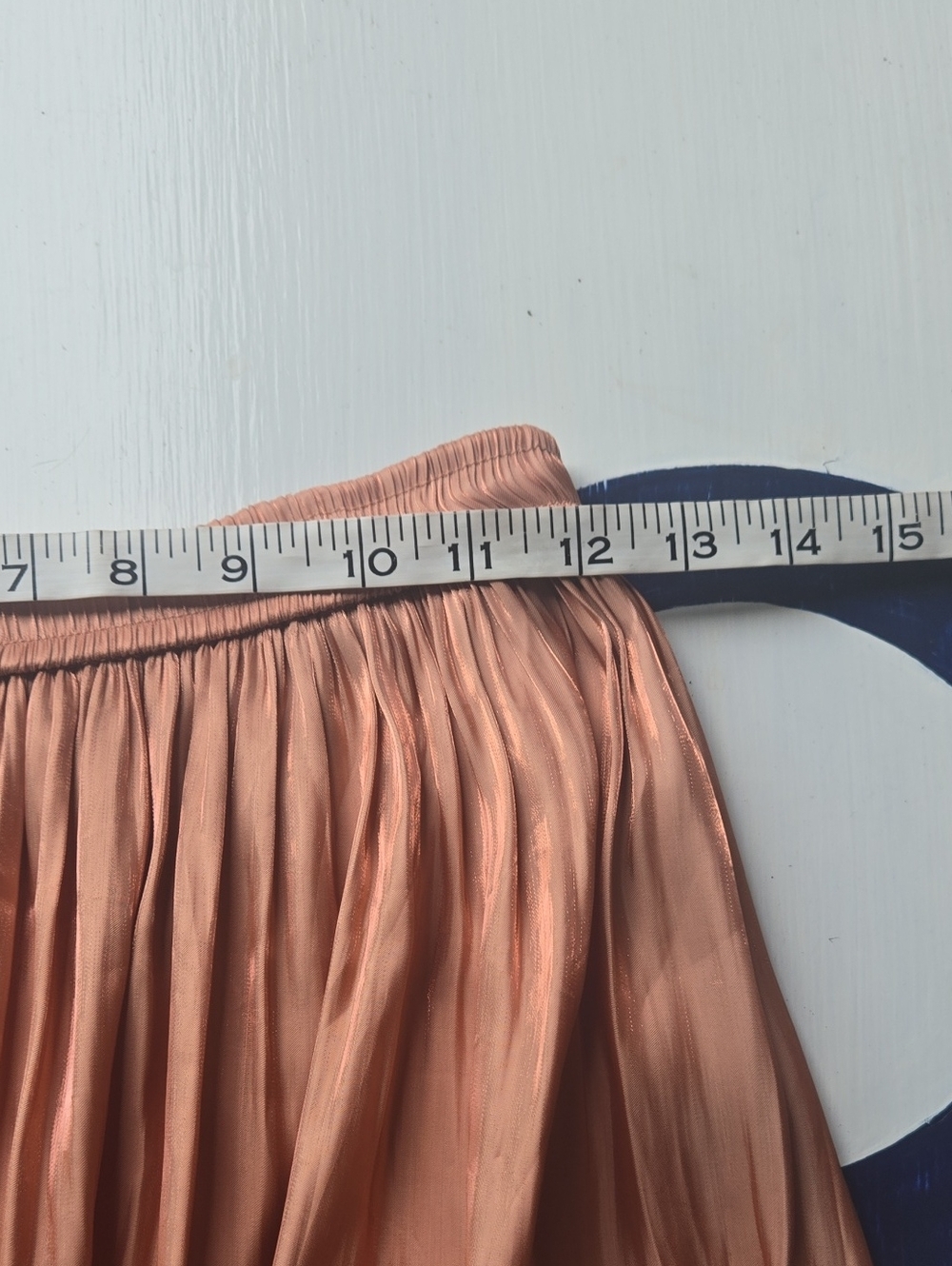 Allie Rose Peach Shimmery Pleated Midi Skirt Size Small - Picture 8 of 11